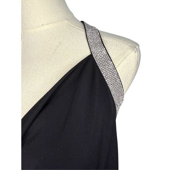 Cache Women’s Small Rhinestone Draped Halter Top Black Elegant Sexy Glam Y2K - Picture 3 of 7